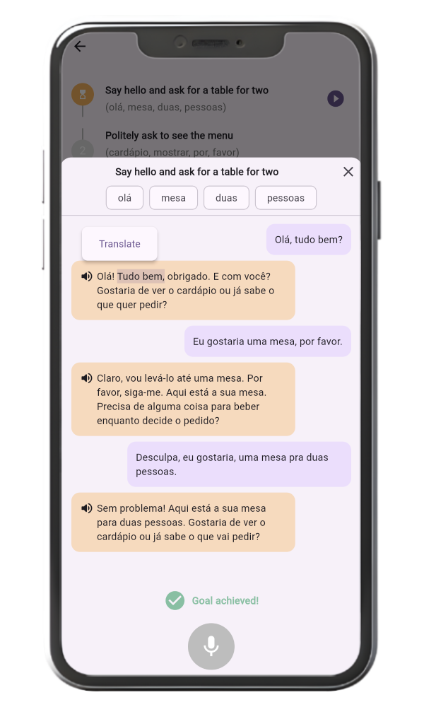Brazilian Portuguese AI language learning app